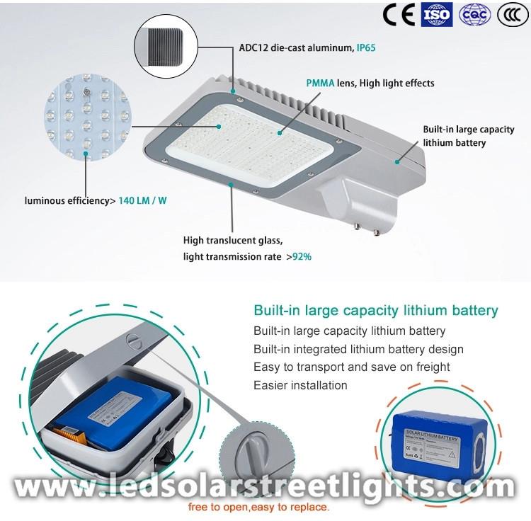 Detail of Solar  street light with battery